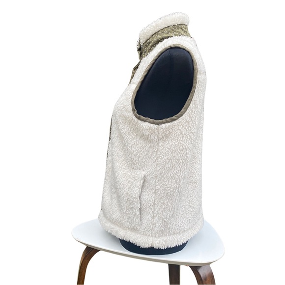 Madewell Faux Shearling Vest NG663 XXS Olive Green Trim Pockets Fall Winter Cozy - Picture 5 of 12